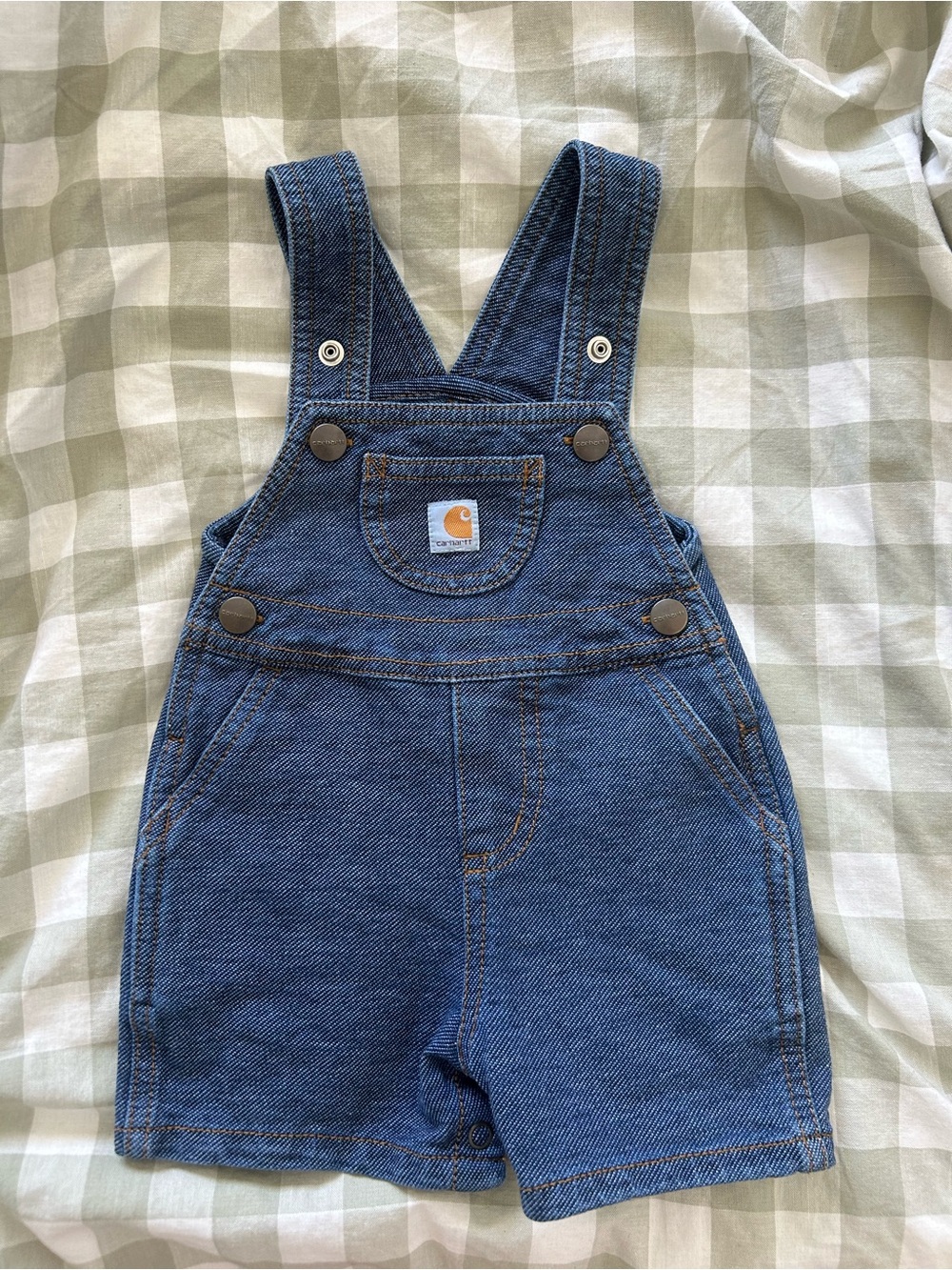 Carhartt Kids Denim Short Overalls in Deep Blue